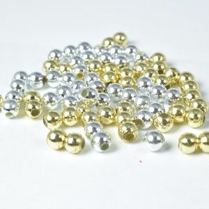 4mm Plastic Petite Gold/Silver Round Beads